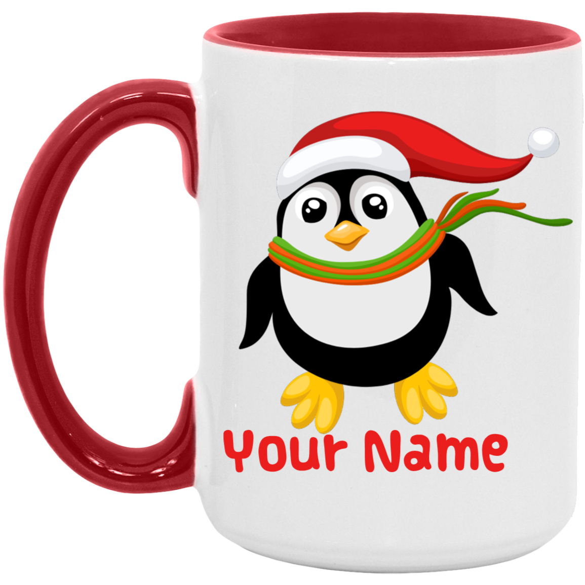 Personalized Christmas Penguin Mug