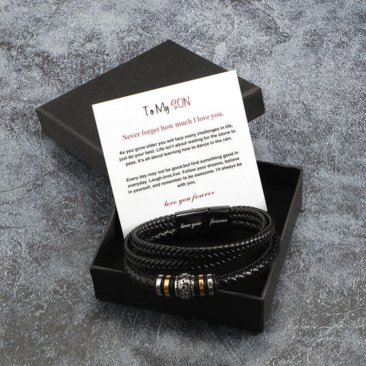 To My Son - Love You Forever - Braided Leather Bracelet