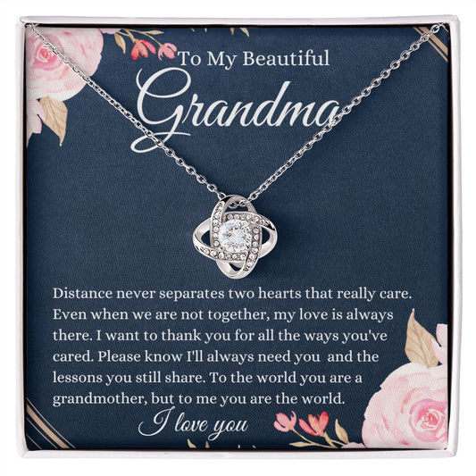 To My Beautiful Grandma | You Are The World To Me | Love Knot Necklace