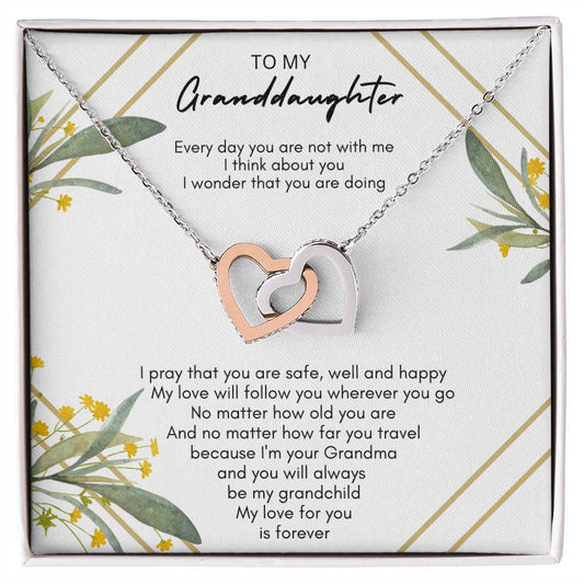 To My Granddaughter - Interlocking Hearts Necklace