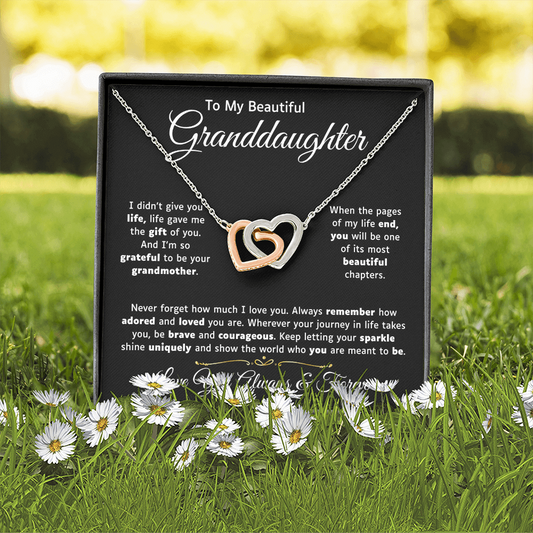 To My Grandaughter - Interlocking Hearts Necklace