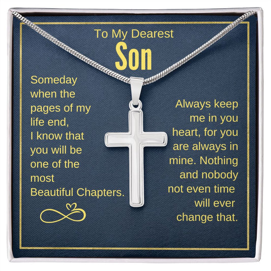 TO MY SON - STAINLESS STEEL CROSS NECKLACE